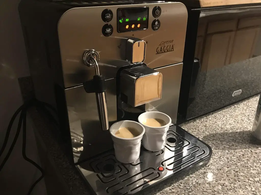 gaggia brera with two shots of esprseso