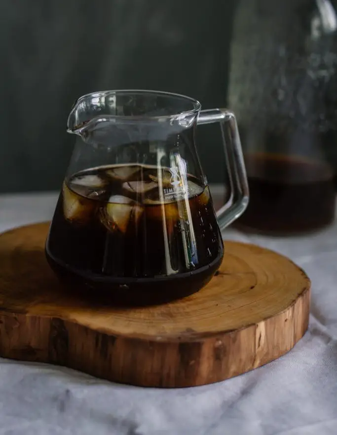 hot bloom cold brew in a jug