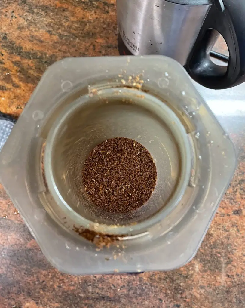 coffee grounds inside inverted aeropress brew chamber