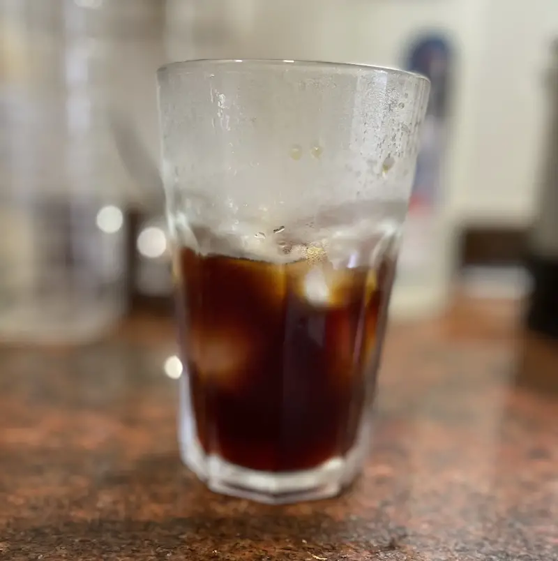 the end result: delicious iced coffee made in an aeropress